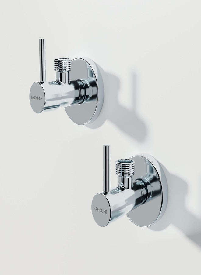 B BACKLINE صمام زاوية نحاسي 100% من Backline للحمام | صنبور زاوية شديد التحمل | مقاوم للتآكل | طلاء كروم | صنبور أحادي الاتجاه لحوض الغسيل، وخزان التدفق، وحوض المطبخ، وتوصيل سخان المياه (عبوة من قطعتين) - Image 1